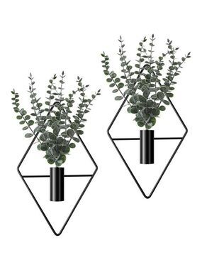 Hanging Wall Planters with Artificial Plants Indoor Metal Geometric Home Decor S